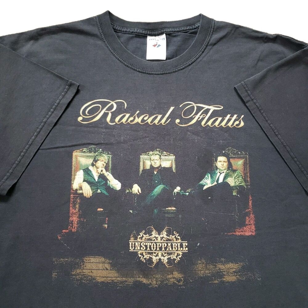 2009 Rascal Flatts Unstoppable Tour Sz XL Mens Faded Black Double Side T-Shirt
